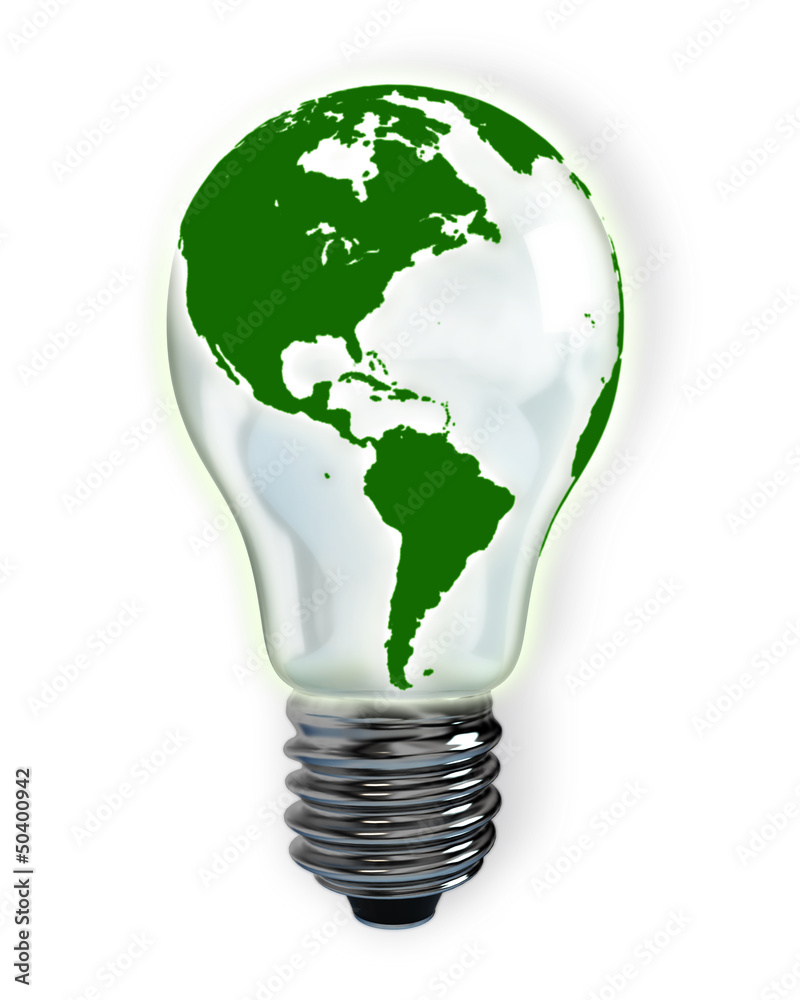 light bulb with green north and south america light bulb with green north and south america