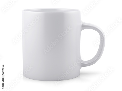 Blank white clear cup. Isolated on white background