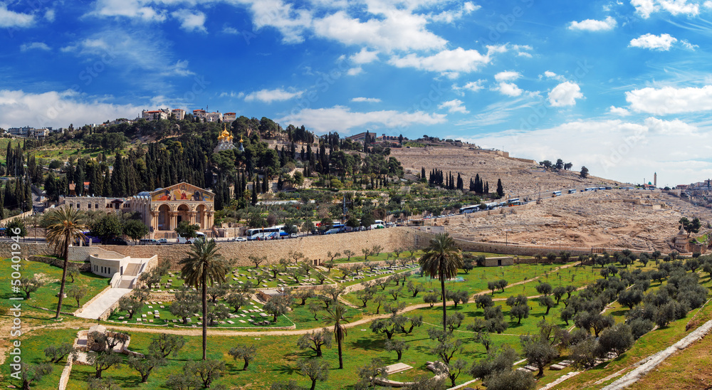 Panorama - Church of All Nations and Mount of Olives, Jerusalem