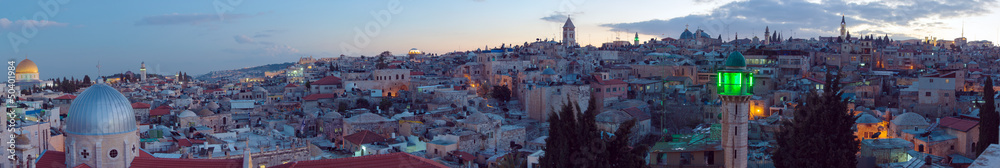 Panorama - Old City at Night, Jerusalem