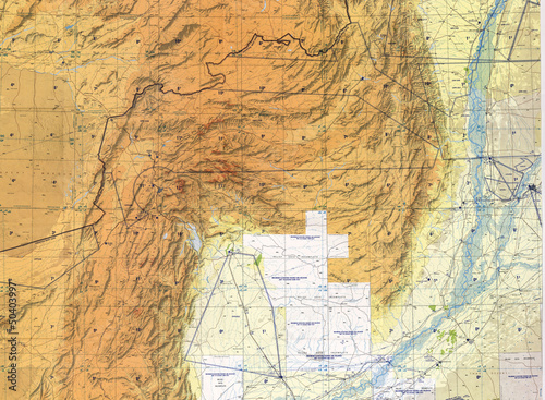 Tactical pilotage chart Afghanistan. Fragment 1991 photo