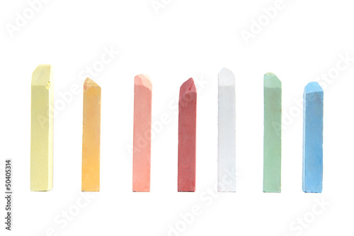 color chalks  on  white background