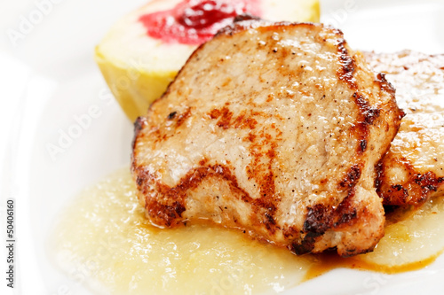 grilled pork with apple