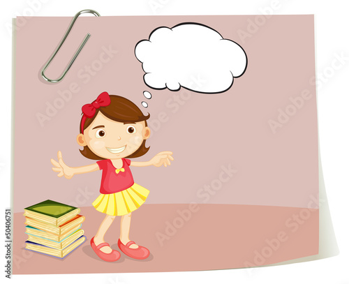 A girl with an empty callout
