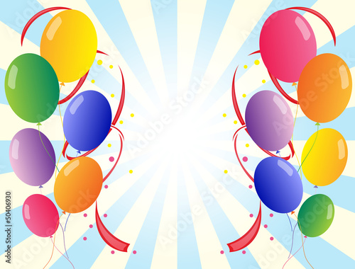 Twelve colorful party balloons