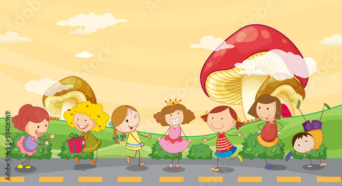 Kids playing at the roadside