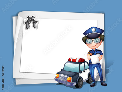 A blank stationery with a policeman