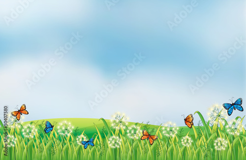 Colorful butterflies in the garden