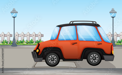 An orange car