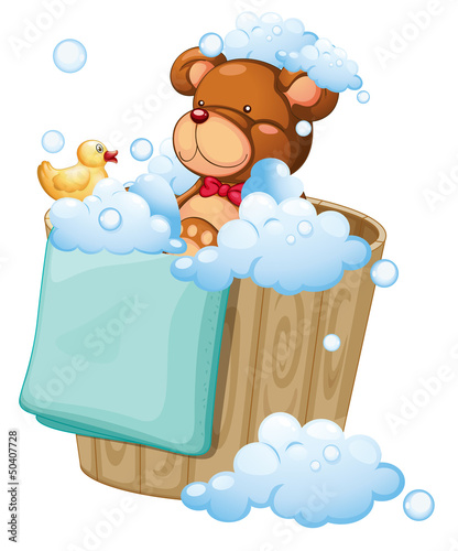 A bear taking a bath