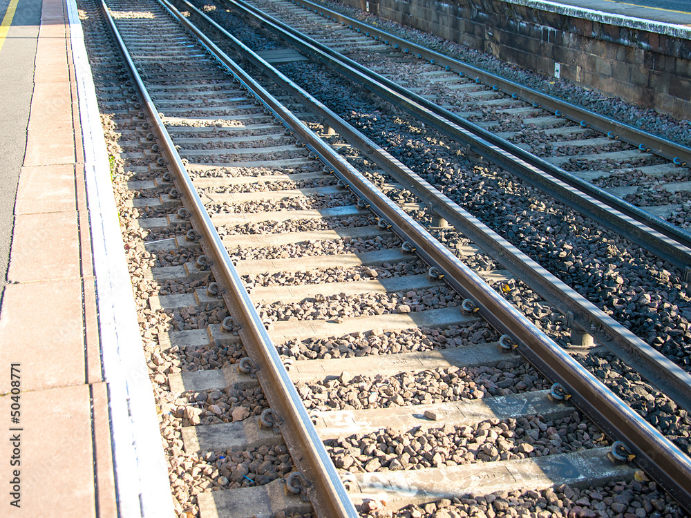 Rail tracks in bright summer day Rail tracks in bright summer day