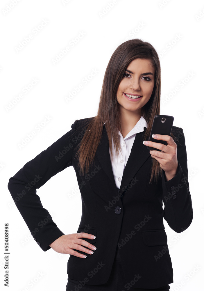 Happy businesswoman using smart phone Happy businesswoman using smart phone
