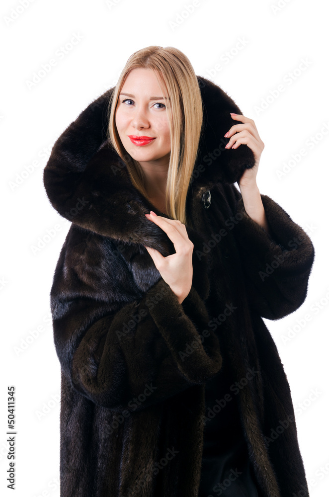Tall model wearing fur coat Tall model wearing fur coat