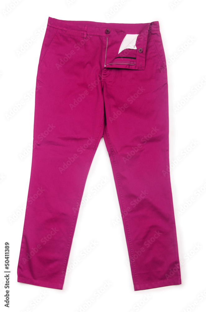 Fashion concept with trousers on white Fashion concept with trousers on white