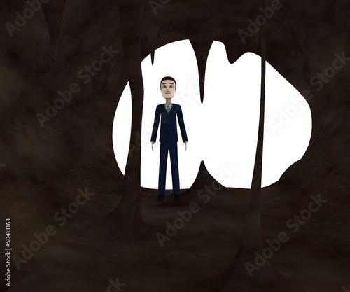 3d render of cartoon character in cave photo