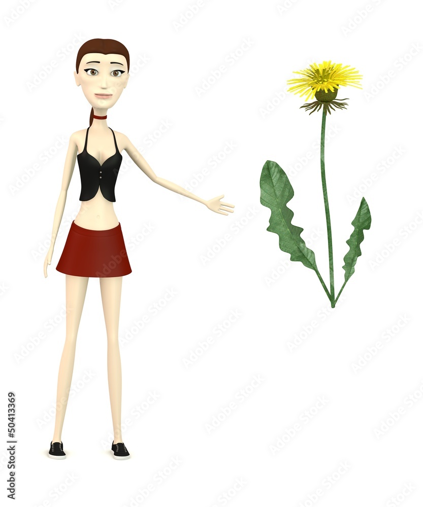 3d render of cartoon character with dandelion 3d render of cartoon character with dandelion