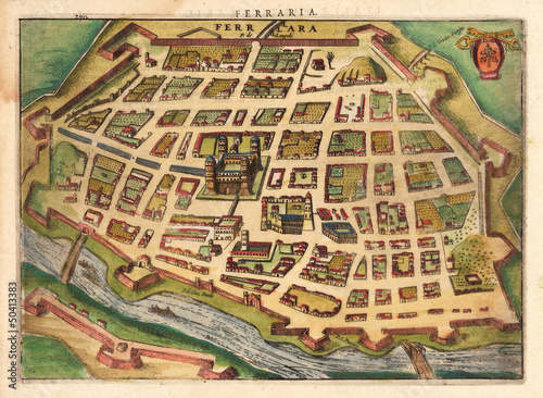 Photography Italian city medieval map