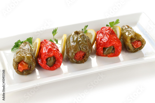 biber dolmasi, turkish food, stuffed peppers with rice