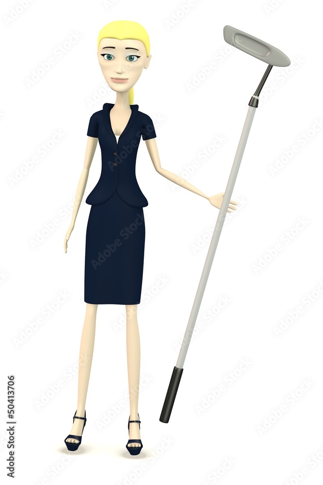 3d render of cartoon character with golf club 3d render of cartoon character with golf club