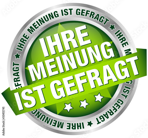 Button Banner "Ihre Meinung ist gefragt" grün/silber