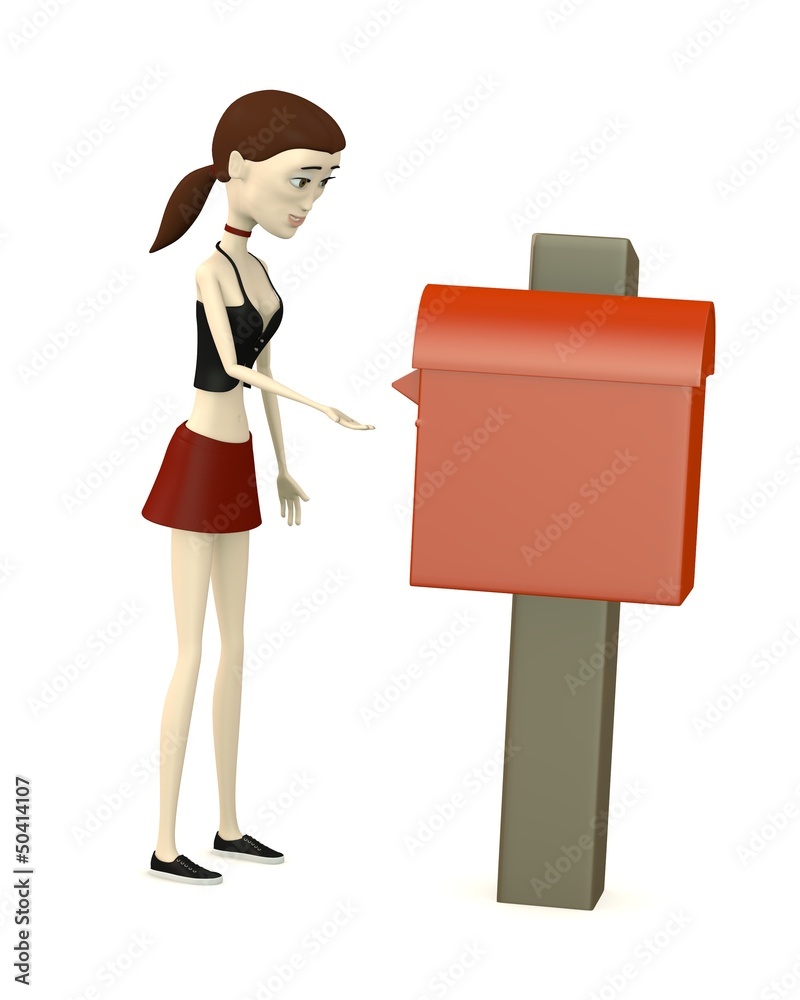 3d render of cartoon character with mailbox 3d render of cartoon character with mailbox