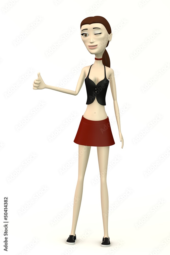 female character in casual clothes with thumb up female character in casual clothes with thumb up