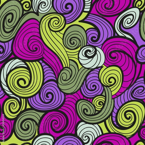 Vector seamless colorful abstract hand-drawn pattern