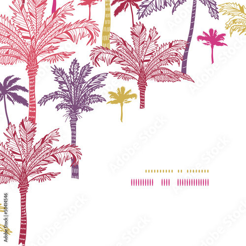 Vector palm trees seamless corner decor pattern background with