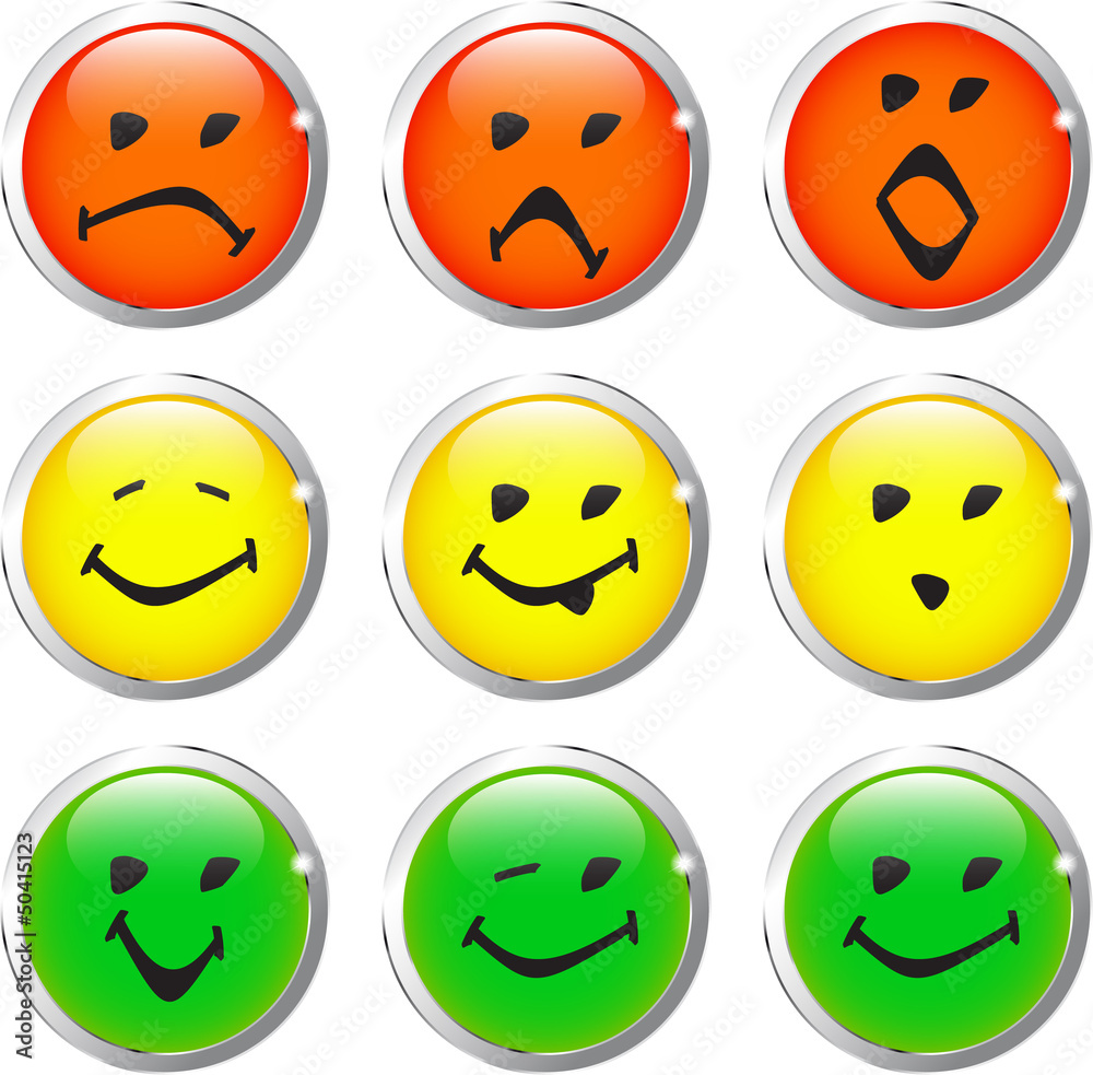 Fototapeta premium buttons_smiley_hs_3_colours