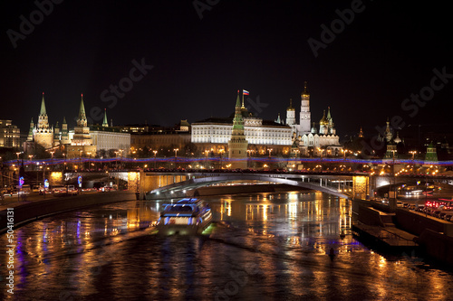 Panorama of night of the Kremlin in Moscow. Russia