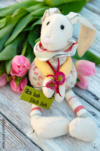 Grußkarte - Osterhase mit G...