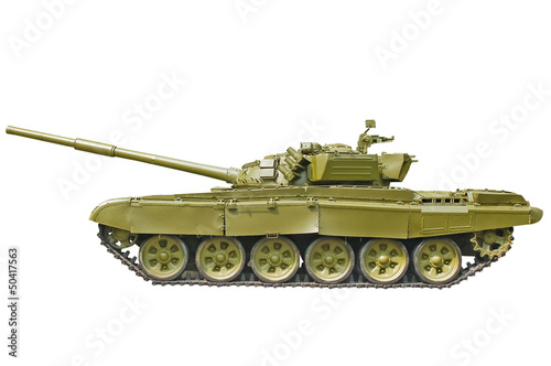 Army tank on white background