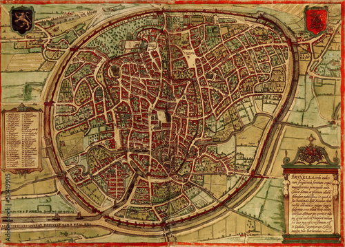 Bilde på lerret Brusels old map