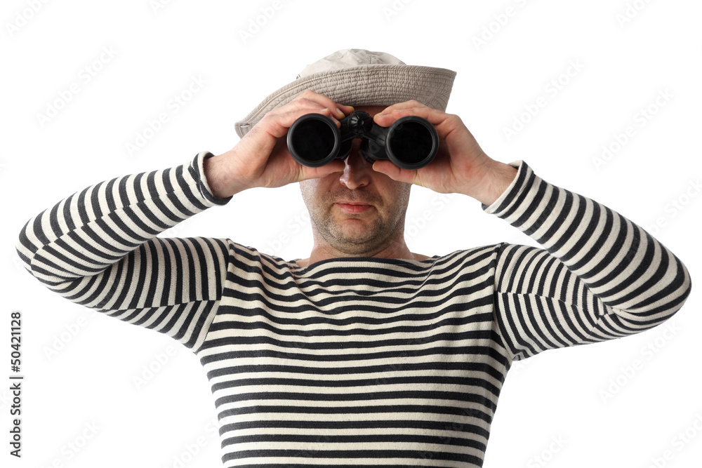 sailor with binoculars on the white background sailor with binoculars on the white background
