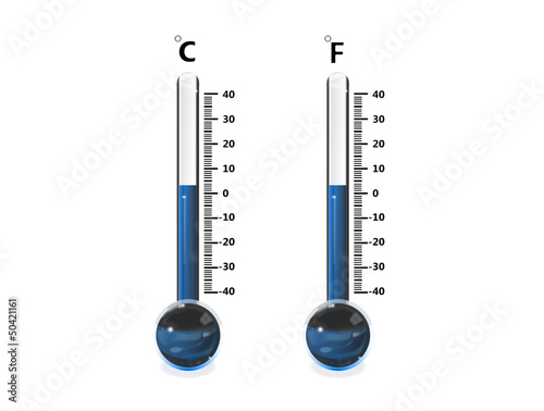 thermometres celsius et fahreneit bleus photo