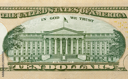 Backlit ten dollar bill