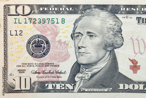 Ten dollar bill fragment