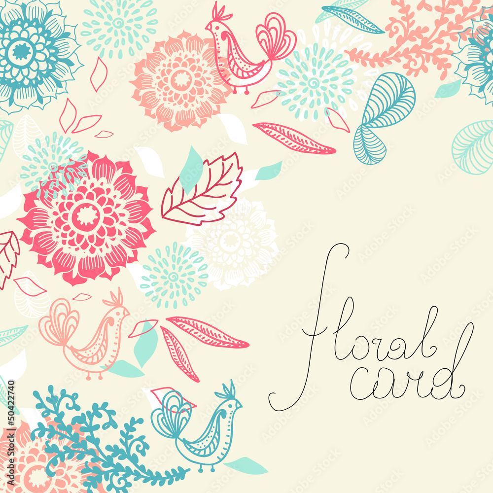 Card with Flower and bird Card with Flower and bird