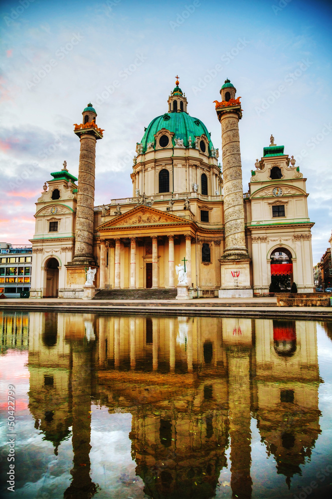 Karlskirche in Vienna, Austria in the morning