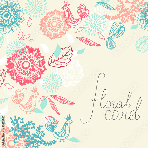 Card with Flower and bird