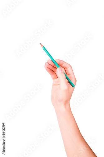 Male hand with a pencil writing something