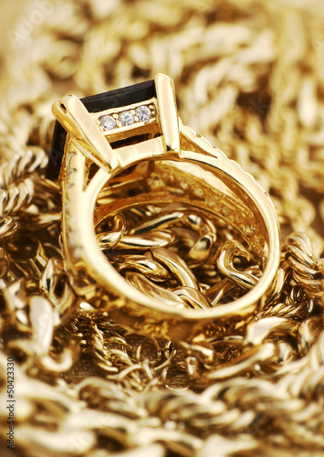 Gold Jewelry close up..Shallow DOF photo