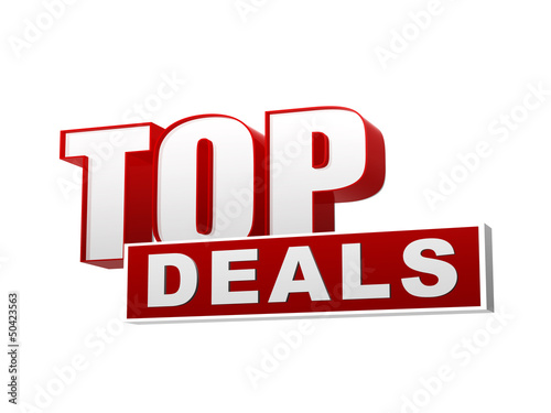 top deals red white banner - letters and block