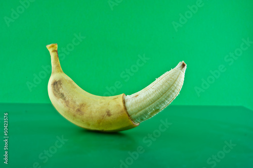 banana against a green background