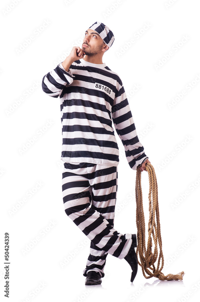 Convict criminal in striped uniform Convict criminal in striped uniform