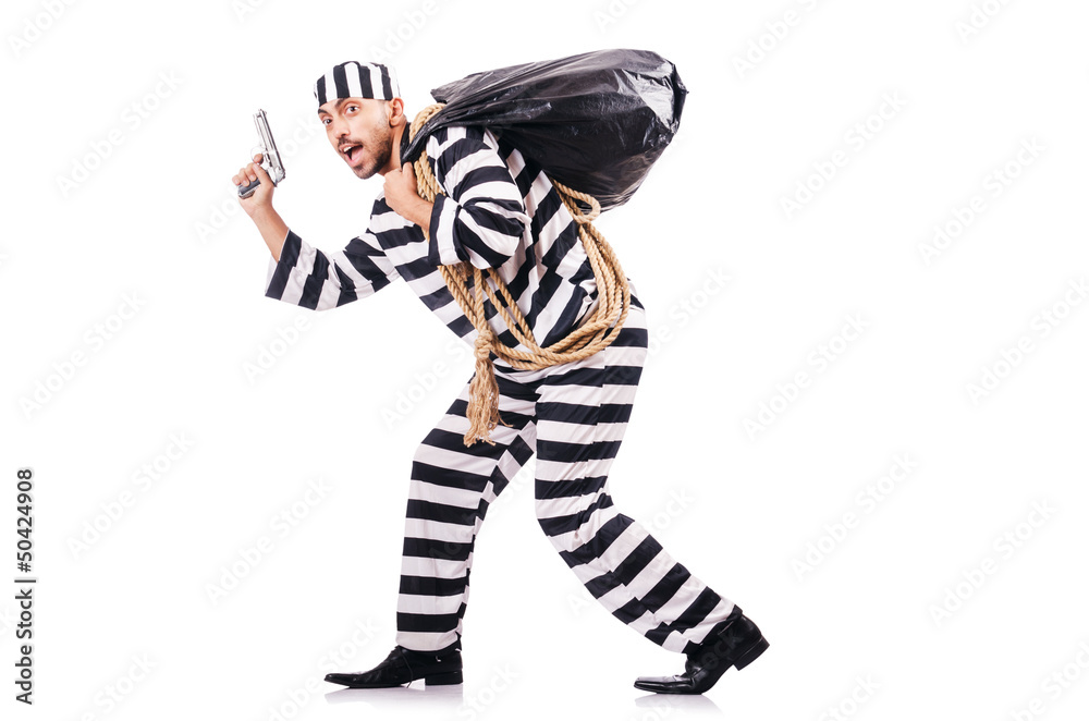 Convict criminal in striped uniform Convict criminal in striped uniform