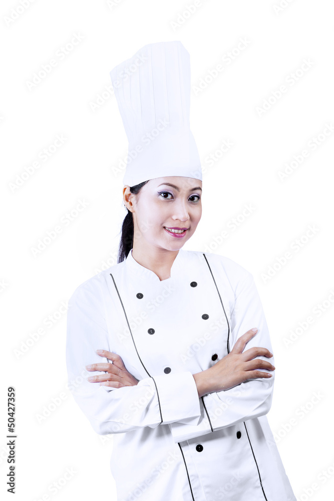 Beautiful chef on white background Beautiful chef on white background