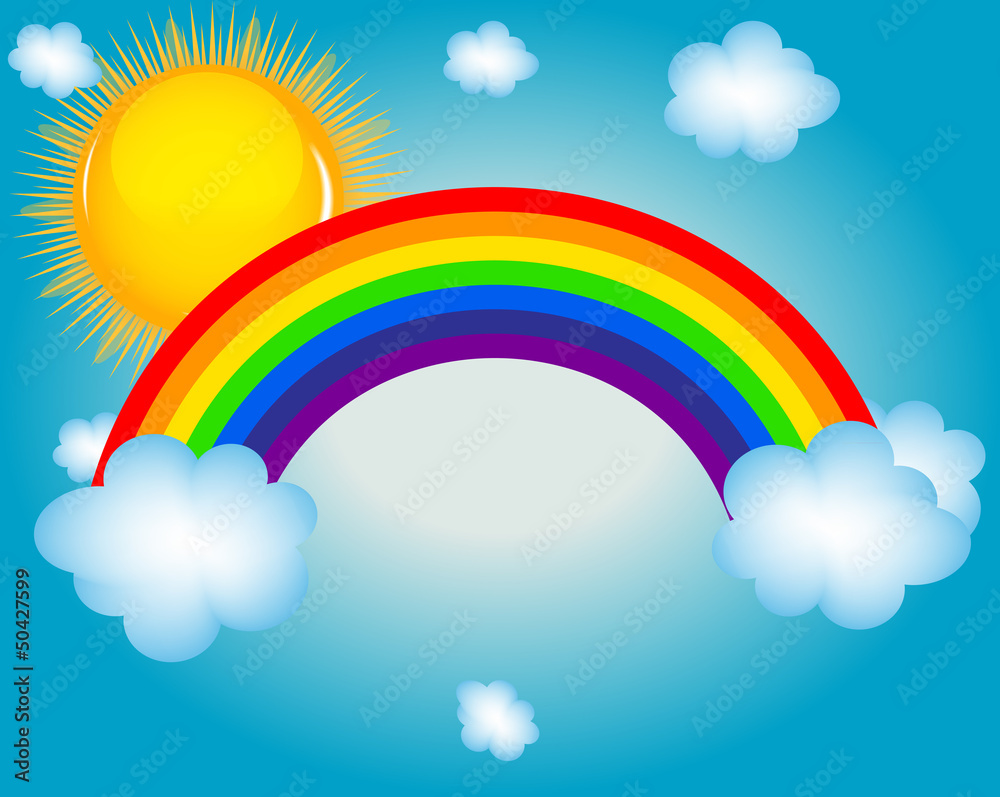 cloud, sun, rainbow vector illustration background cloud, sun, rainbow vector illustration background