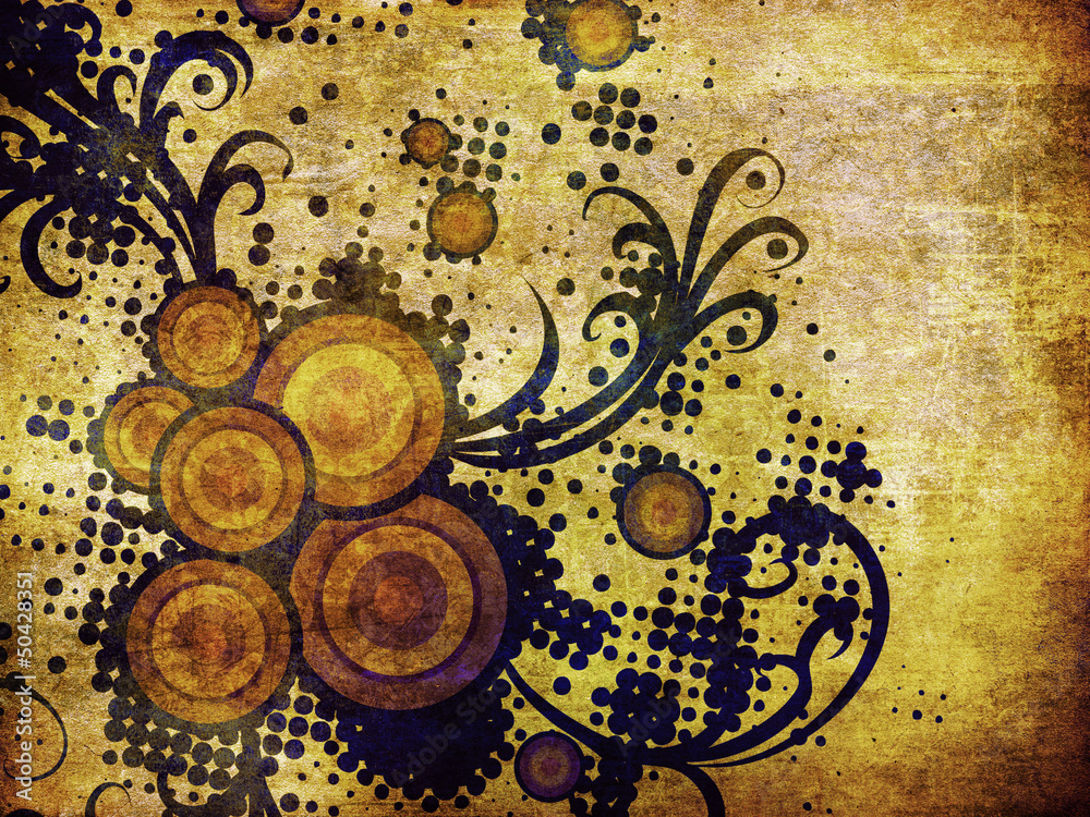 Naklejka premium Retro floral ornament with halftone