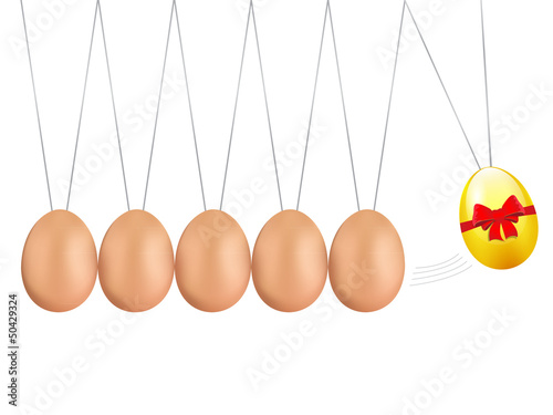 Balancing eggs Newton's Cradle